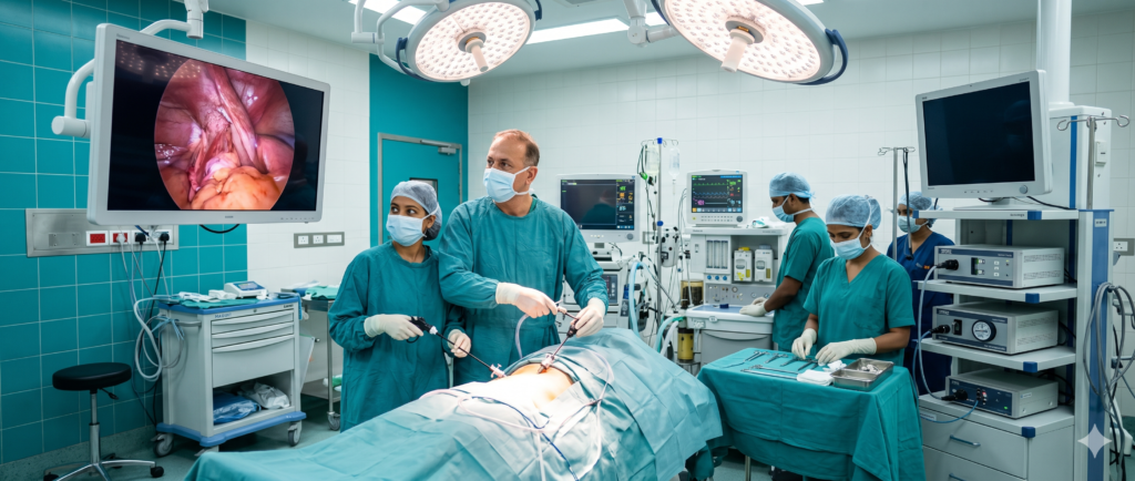 Laparoscopic surgery operation theatre at G. R. Hospital, Kosi Kalan Mathura